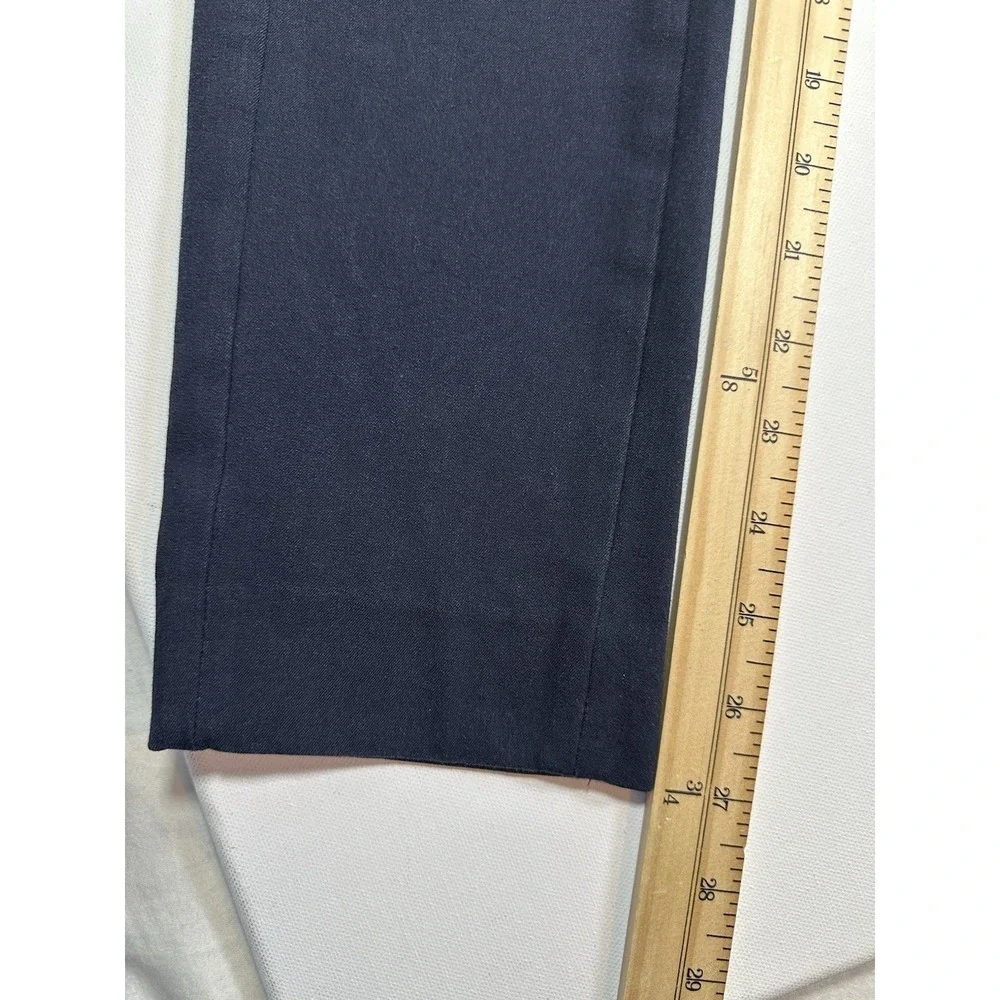 Tory Burch Women's 8 Navy Blue Ponte Skinny Pants‎ Side Zip Minimalist Luxe FLAW